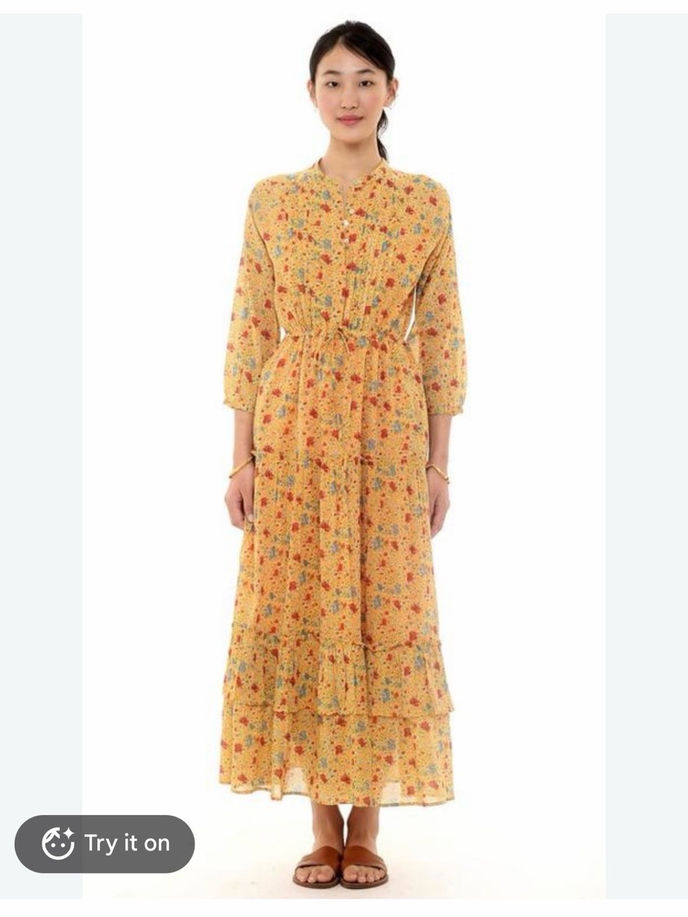 Banjanan Yellow Floral Tie-Waist Maxi Dress